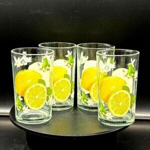 Vintage 1960's Imperial Glass Lemonade Juice Citrus Glasses Set of 4
